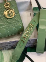 ABCDior Calf Patent Leather Rattan Check Handbag Size:20 x 16.5 x 8cm - Image 7