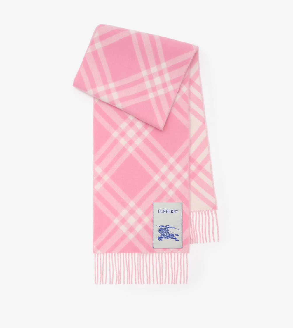 截屏2026-01-23-00.05.22.png Check Cashmere Scarf pink - Image 1