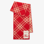 Check Wool Scarf Crayon red