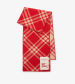 Check Wool Scarf Crayon red