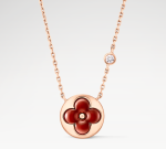 Color Blossom BB Sun Pendant, Pink Gold, Cornelian and Diamond