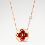 Color Blossom BB Sun Pendant, Pink Gold, Cornelian and Diamond